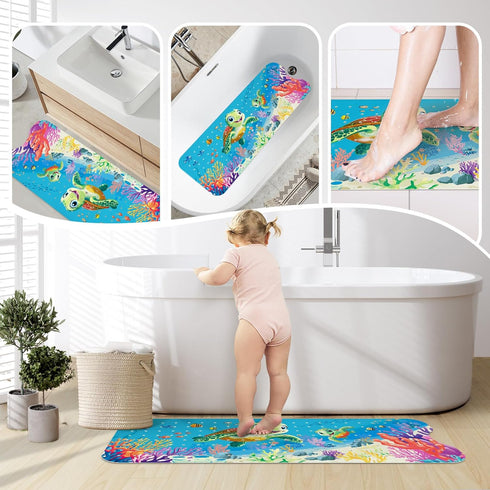 Slip-40 16 Inch, SHUCHING Baby Bath Mat for Tub Non X Bathtub Mat Non Slip for Kids, Toddler Long Shower Mat