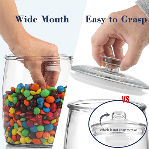 Half Gallon Glass Jars with Lid, Set of 2 Wide Mouth Cookie Jars for Kitchen Storage and Organization
