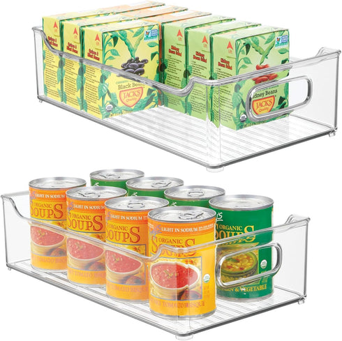mDesign Wide Plastic Kitchen Storage Container Bins with Handles -Organization in Pantry,