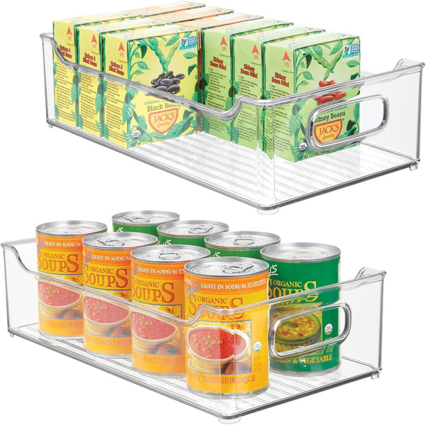 mDesign Wide Plastic Kitchen Storage Container Bins with Handles -Organization in Pantry,