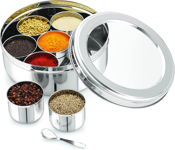 Generic Spice Container - Masala Dabba - 7 Compartments, masala box,steel masala container,Spice