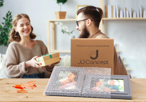 Vertical Horizontal Art Double 4x6 Grey Wood Foldable Picture Frame - 3.5x5.5 Opening