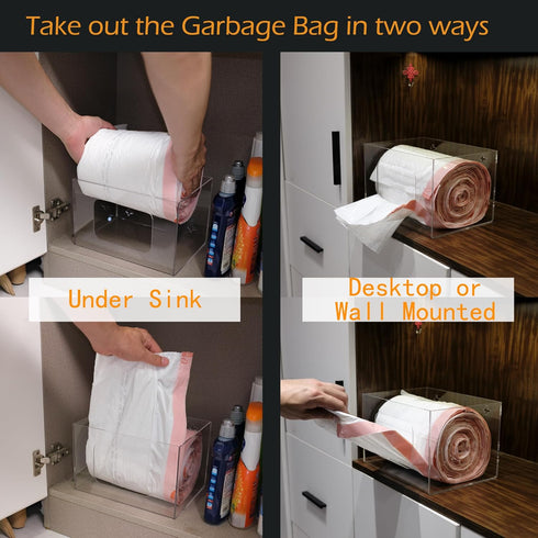 Extra Large Trash Bag Dispenser Roll Holder, Wall Mount Acrylic Kitchen Under Sink Organizer for 13 30 33 Gallon