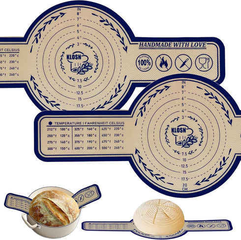 Large Silicone Bread Sling for Dutch Oven, 2 Pcs, 10 Inch Sourdough Baking Mat, Heat-resistant Bread Baking Supplies