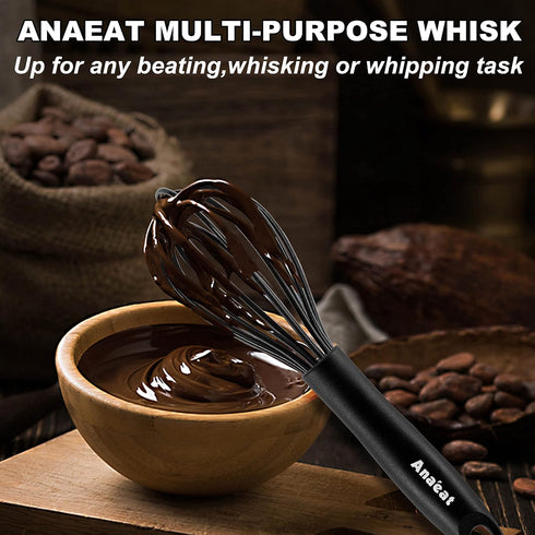 Anaeat Silicone Kitchen Whisk Set of 4, Perfect for Non-Stick Cookware, Includes 11'' Flat Whisk