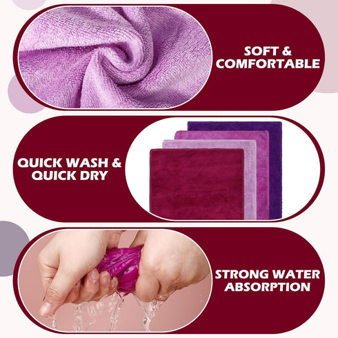40 (10 10 Inch,Purple Newwiee Pcs Wash Cloth Bulk Cotton Bath Hand Face Washcloths Soft Quick Drying Towel for Women