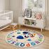 4ft, ABC Kids Alphabet Round Rug Washable Soft Circle Nursery Rug, Non-Slip Educational Carpet with Space Astronaut