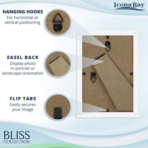 Icona Bay 4x6 Picture Frames - White, 12 Pack - Modern Style Engineered Wood Frames for Table Top or Wall Mount