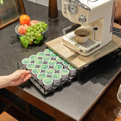 IBUYKE Coffee Pod Drawer Holder, 35 Capacity K Cup Storage Organizer, Under Coffee Pot Storage Drawer for Home Kitchen