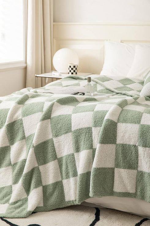 Cozy Queen90"X90") Ultra Soft Buffalo Checkerboard Grid Fluffy Microfiber Queen Size Bed Blanket Checkered Knitted