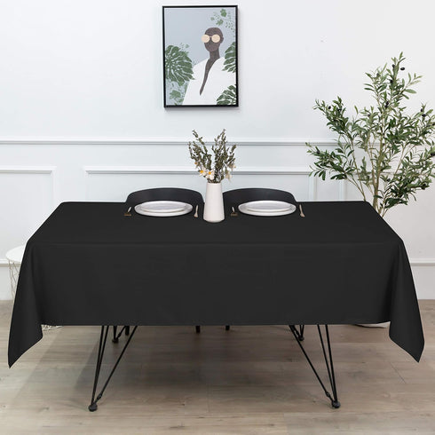 sancua Rectangle Tablecloth, 70 x 90 Inch Stain and Wrinkle Resistant Washable Polyester Table Cover (Black)