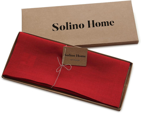48 Inches 100% 14 48 Inch Solino Home Linen Red Table Runner - Pure Linen Small Table Runner x Ideal for Dresser