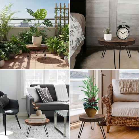 10'' 5-12 Inch Wood Plant Stand Indoor Outdoor, Wooden Planter Stands Fit Pot, Plant Stool Flower Pot Stand Gardening