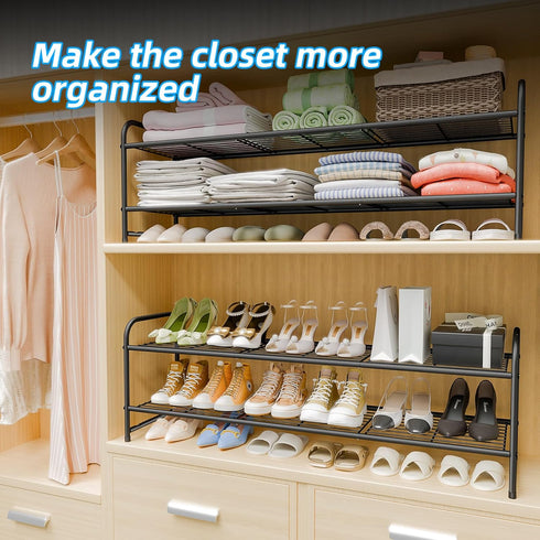 2 Closet, 44 Inch Tier Shoe Rack for Extra Long Shoe Storage Organizer for Shelves, Heavy Duty Metal, Easy Assembly