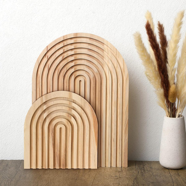 Chunful 2 Pcs Decorative Wood Cutting Board, Rainbow Shaped Wooden Board, Boho Kitchen Decor (Pine, Wood Color)