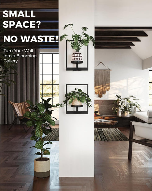 2 Pack Bamworld Plant Stand Indoor Wall Decor Metal Plant Hanger Indoor Hanging Plant Holder Wall-Mounted Planters