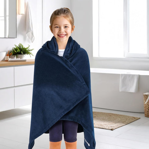 Swimming 3-8 50x30 Inch, PAVILIA Fleece Hooded Towel for Kids, Soft Plush Beach Bath Towel, Absorbent Shower Wrap