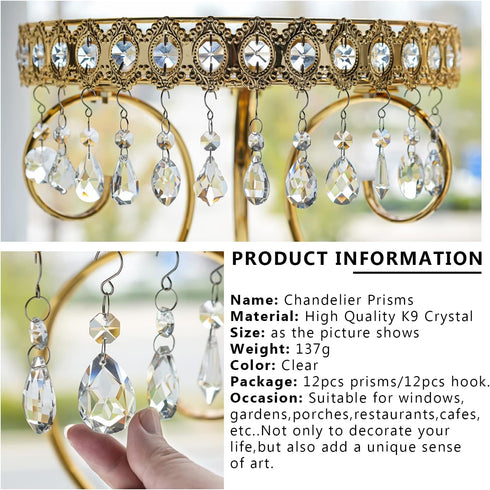 Decor(Clear,12pcs) kanpura Crystal Chandelier Prisms,Crystal Sun Catcher Kit,Rainbow Hanging Crystals Suncatcher