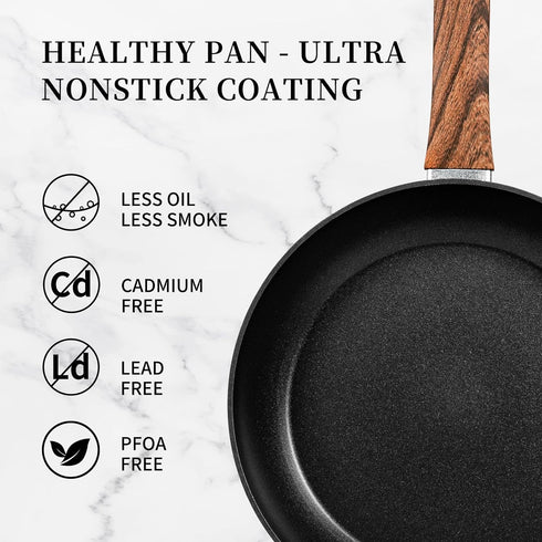 Frying Pan Nonstick - 9.5 Inch Pan,Non Stick Skillet Pans Egg Omelette Pan, Black Nonstick Non Toxic Frying Pan,Oven Safe, Induction Compatible, PFOA Free by Innerwell