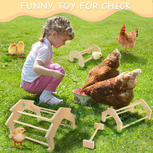 (4 Pack), Wooden Chicken Perch Jungle Gym Roosting Bar, Chicken Coop Accessories