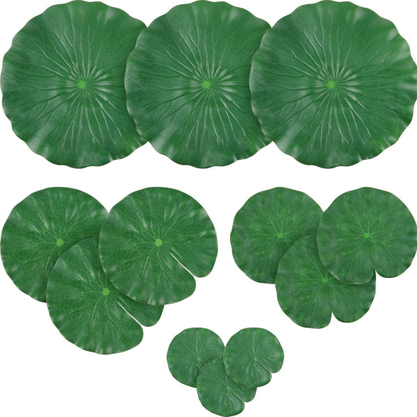 WILLBOND 12 Pieces Artificial Lotus Leaves, Floating Foam Ornament Lily Pads for Pond Decor, Water Lily Leaves
