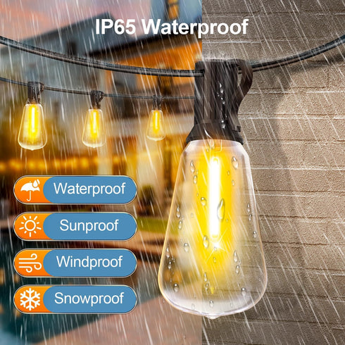 65Ft 20M Dimmable ST38 Bulb MGVIH Outdoor String Led Patio Lights: Outside Waterproof Light with Remote Shatterproof
