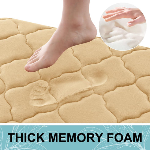 OLANLY U-Shaped Memory Foam Toilet Rugs 24x20, Ultra Soft Non-Slip Thick Bath Mat, Machine Wash Dry, Beige
