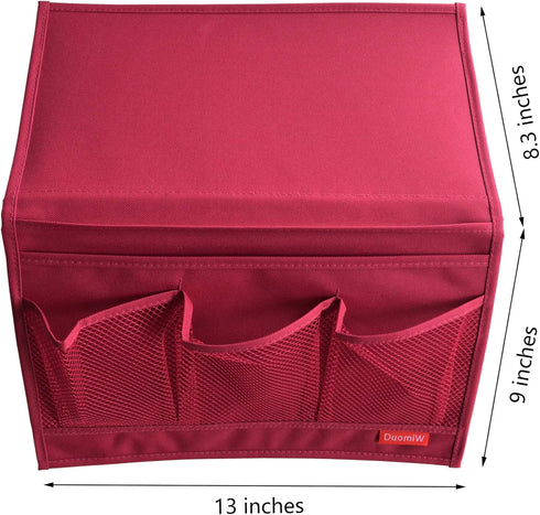 Bedside Storage Organizer Caddy, Table Cabinet for TV Remote Control, Phones, Magazines, Tablets, Accessories (Red)