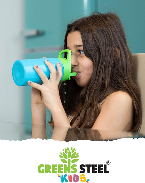 Kids Water Bottle 12oz Purple - Leak Proof with Straw & Handle, Insulated Double Wall Stainless Steel, Easy Sip Toddler