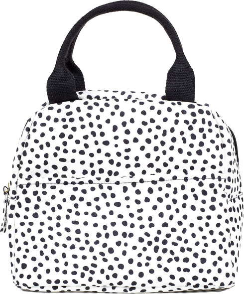 Steel Mill & Co Insulated Lunch Tote Bag for Women, Large Capacity Cooler Lunch Box (Black Dots)