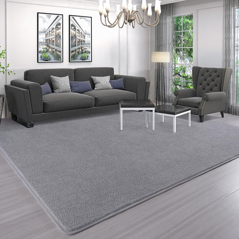 AROGAN Modern Shag Area Rug for Bedroom, 4x6 Feet Washable Plush Memory Foam Carpet for Kids Room Grey
