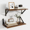 Axeman Floating Shelves for Wall, 8 Inch Deep Brown Wall Shelves Set