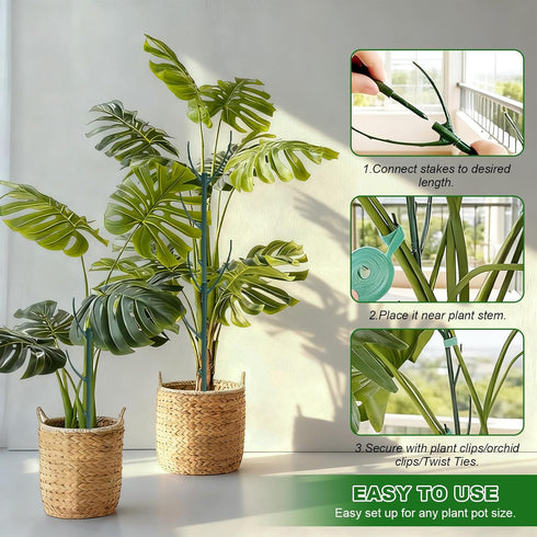sanzkjic 5pack Adjustable Plant Support Pole Stackable Indoor/Outdoor Support Pole with Clamps, Suitable for Supporting