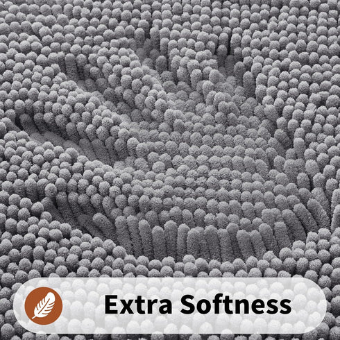 Yimobra Luxury Shaggy Toilet Bath Mat U-Shaped Contour Rugs for Bathroom, 24.4 X 20.4 Inches, Soft and Comfortable