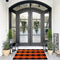 SEEKSEE Cotton Buffalo Plaid Rug 27.5"x43", Orange and Black Checked, Washable Doormat for Indoor/Outdoor
