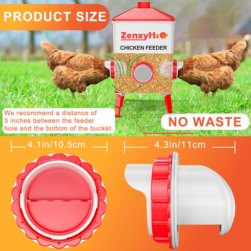 6 DIY Chicken Feeders No Waste, Ports Poultry Feeder with Hole Saw for Buckets Troughs