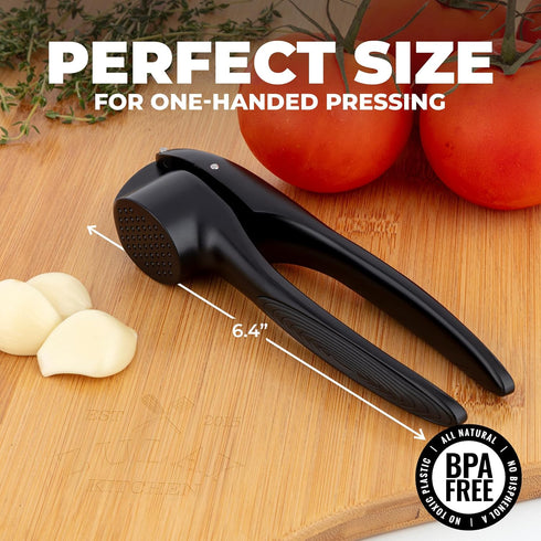 Set Zulay Kitchen Large Premium Garlic Press Rust Proof & Dishwasher Safe, Bigger Bowl Garlic Mincer Tool with Silicone
