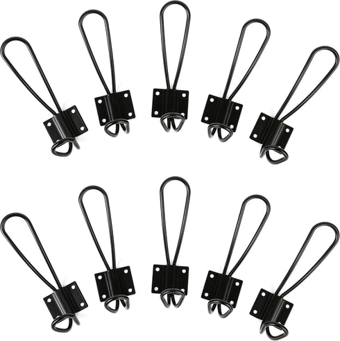 Rustic Entryway Hooks, 10 Pack Black Wall Mounted Vintage Double Coat Hangers with Large Metal Screws