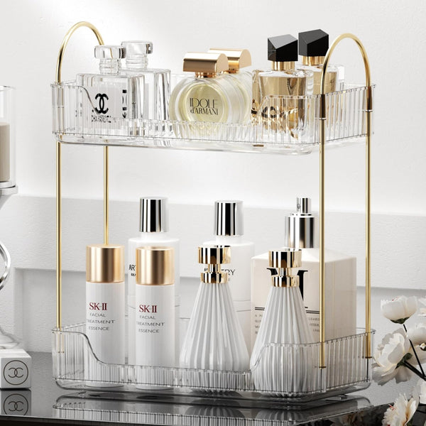 YCIA&DONE Bathroom Organizer Countertop, 2 Tiers Makeup Storage, Skincare Shelf, Perfume Holder for Vanity
