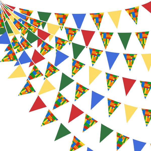 32Ft Building Block Party Decorations Red Blue Yellow Green Colorful Building Block