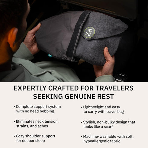 trtl Pillow - Super Soft Neck Support Travel Pillow - Scientifically Proven, Machine Washable - Grey