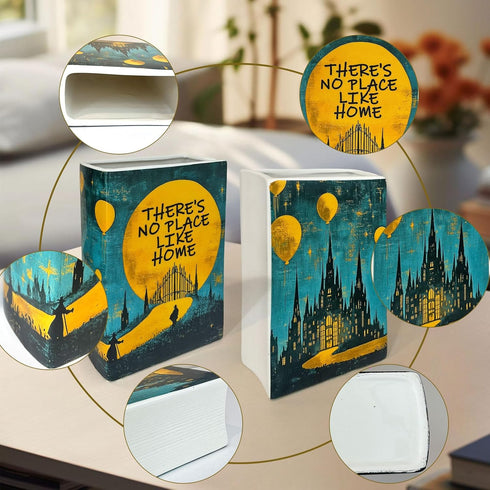 Oz) LIFFY Book Vase for Flowers, Ceramic Flower Vase Bookshelf Decor, Unique Book Shape Decration Vase Bookend Gift