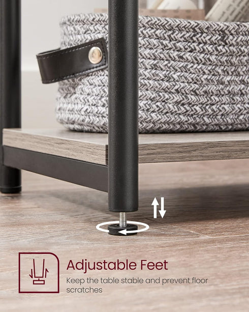 ULET273B02 VASAGLE Side Table, Small End Table, Tall Nightstand for Living Room, Bedroom, Office, Bathroom, Greige