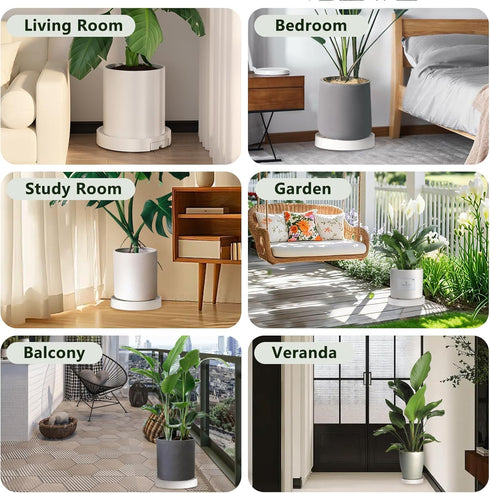 2 Pack 11" MCleanPin Plant Caddy with Hidden Wheels, Heavy Duty Rolling Plant Stand with Removable Drainage Tray