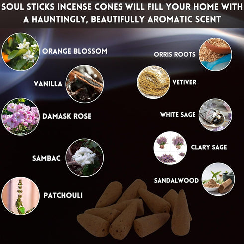 SOUL STICKS Assorted Backflow Incense Cones for Meditation, Yoga, Aromatherapy | 40 Premium Cones | Fits All Backflow