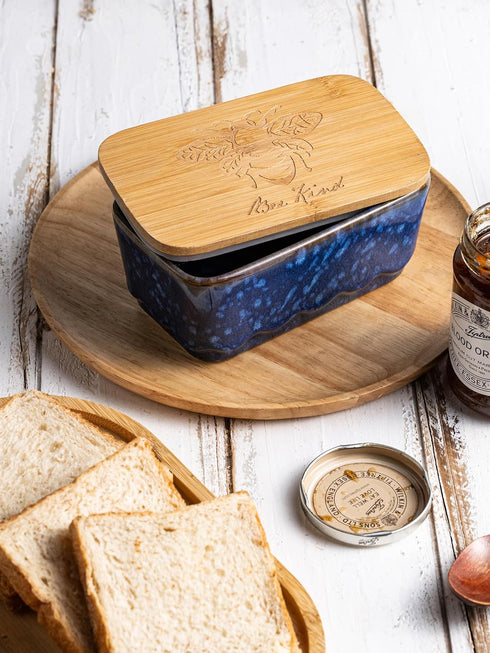 Countertop, Ceramic Butter Dish with Lid, Covered Butter Dish for Airtight Butter Holder Crock with Airtight Seal
