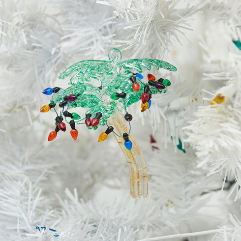 C&F Home Palm Tree with Christmas Lights Beach Coastal Ornament, Green