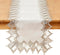 White Linen Table Runner 60 inches Long, Neutral Earth Tones Beige Lace