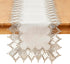 White Linen Table Runner 60 inches Long, Neutral Earth Tones Beige Lace