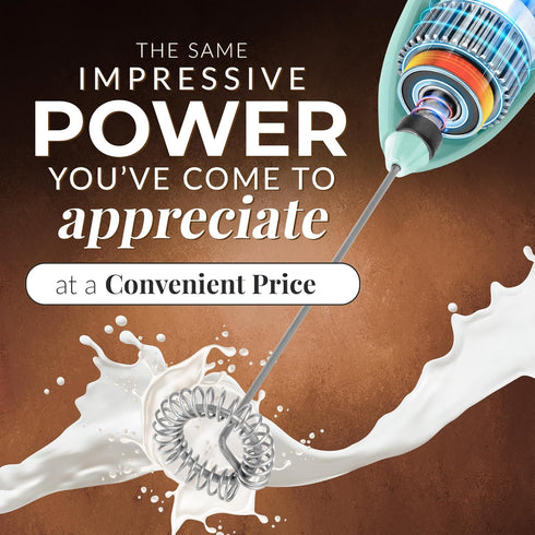 Zulay Froth Mate Powerful Milk Frother for Coffee, Portable Handheld Foam Maker for Lattes, No Stand, Teal